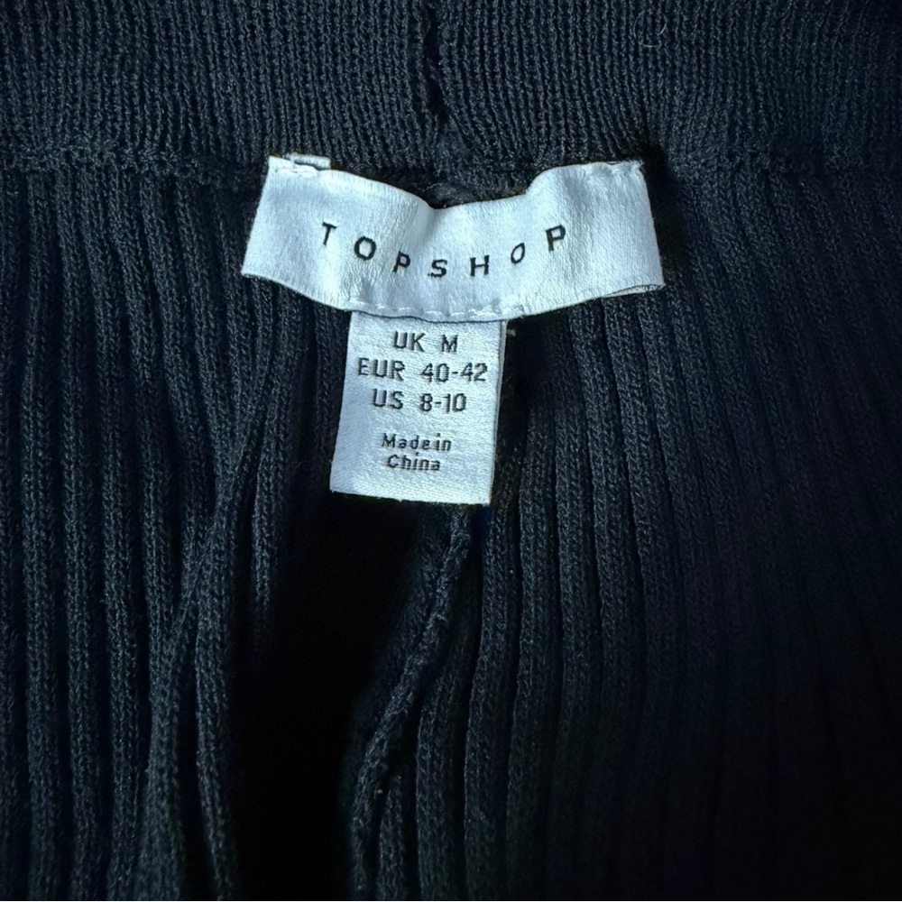 NWT Topshop Black Ribbed Knit Straight Leg Pull On Pants Stretchy Medium - Picture 5 of 8
